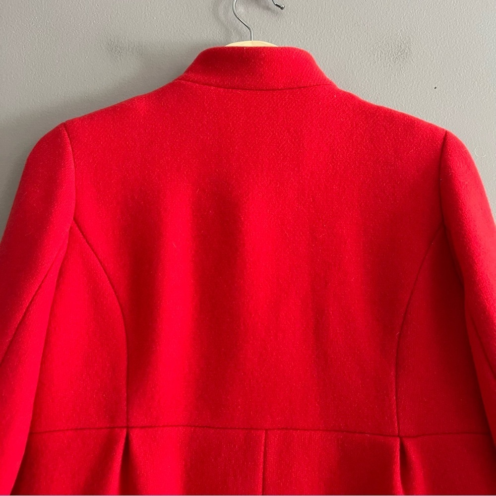 J. Crew Pea Coat Women Wool Blend Elegant Trench Jacket Old Money Red Sz 4 - Picture 6 of 14